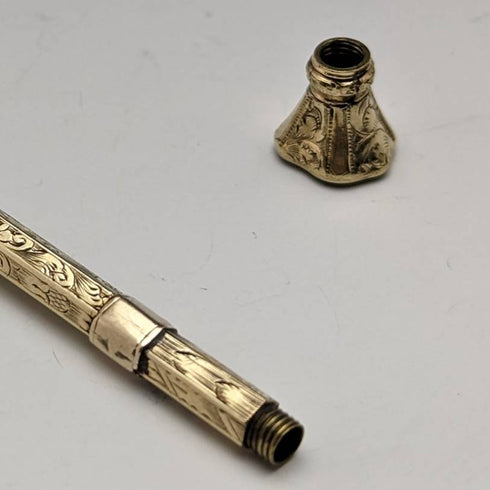 アンティーク シャープペンシル ゴールドプレート ガラス装飾 伸縮式70-90mm